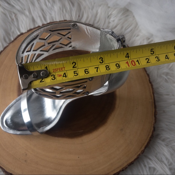 BCBG MAXAZRIA Silver Shoes with Ankle Cuff Detail Women Size 6.5 - Picture 13 of 15